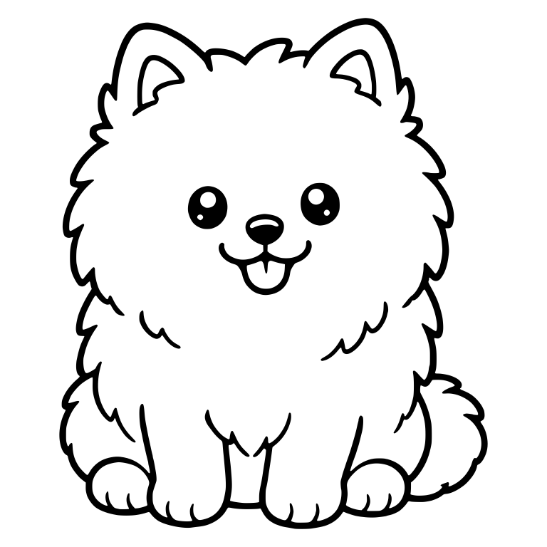 Smiling Pomeranian Sitting Front View with Small Tail — free animal SVG cut file