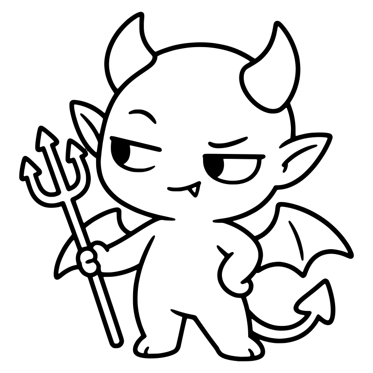 Side-Eye Demon Holding a Trident With Hand on Hip — free fantasy-creature SVG cut file