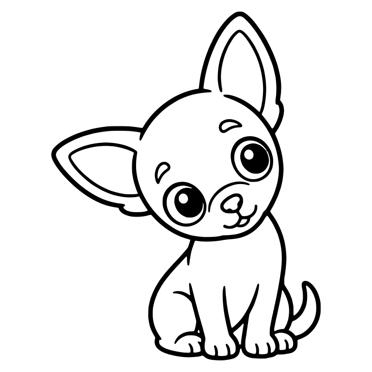 Chihuahua Puppy Sitting With a Big Head Tilt — free animal SVG cut file