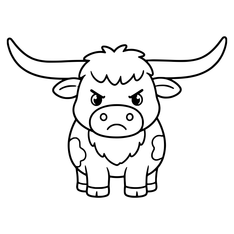 Grouchy Longhorn Cow With Shaggy Beard and Bangs — free animal SVG cut file