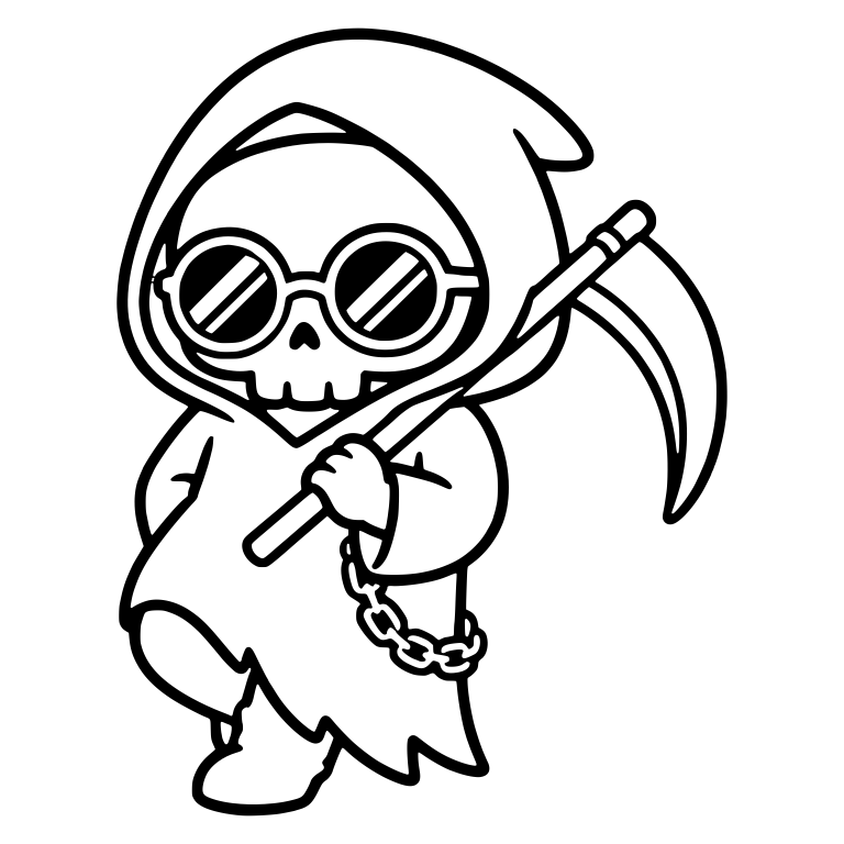 Cool Grim Reaper in Round Sunglasses with Chain — free characters SVG cut file