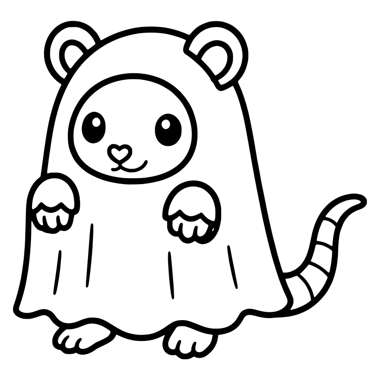 Opossum in a Hooded Ghost Sheet Costume — free animal SVG cut file