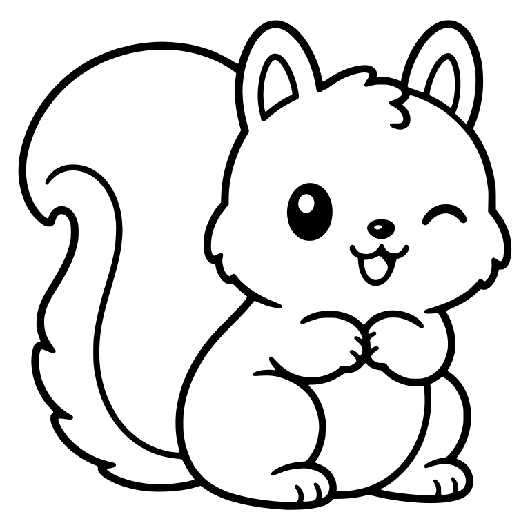 Winking Squirrel Clasping Paws With Big Tail Behind — free animal SVG cut file