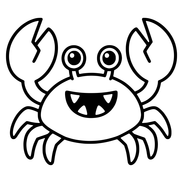 Happy Crab with Big Claws and Toothy Grin — free animal SVG cut file