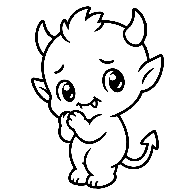Nervous Little Devil With Spiky Hair and Clasped Hands — free fantasy-creature SVG cut file