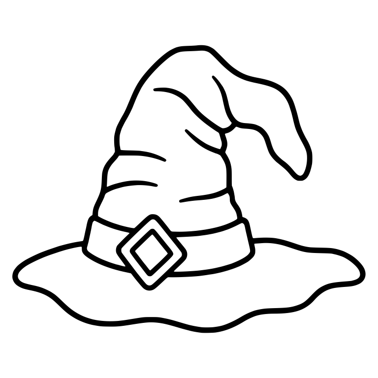 Floppy Witch Hat with Diamond Buckle and Wavy Brim — free objects SVG cut file