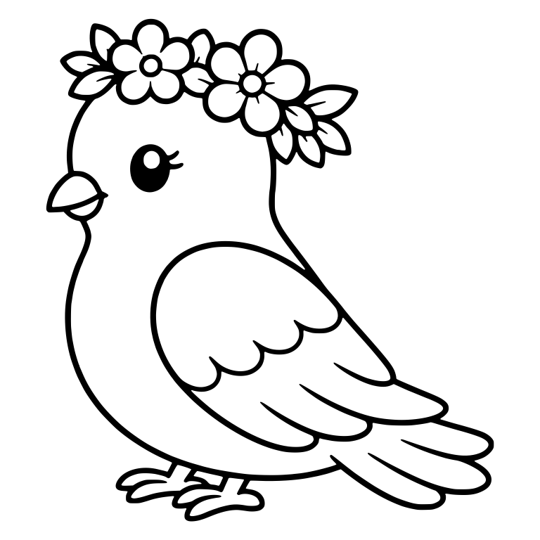 Standing Dove in Profile With Flower Crown — free animal SVG cut file