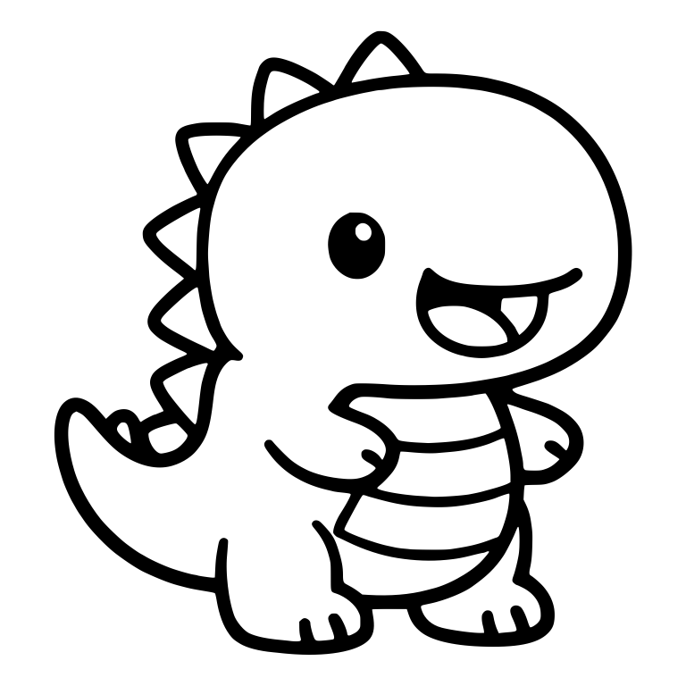 Standing Baby Dinosaur with Striped Belly and Tooth — free animal SVG cut file