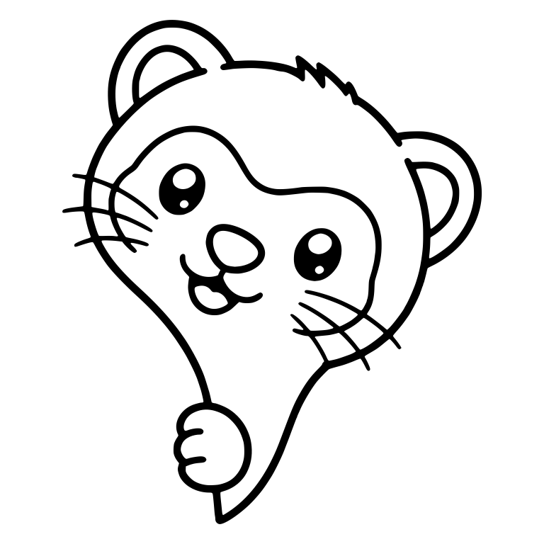 Kawaii Ferret Peeking Around a Corner With One Paw — free animal SVG cut file
