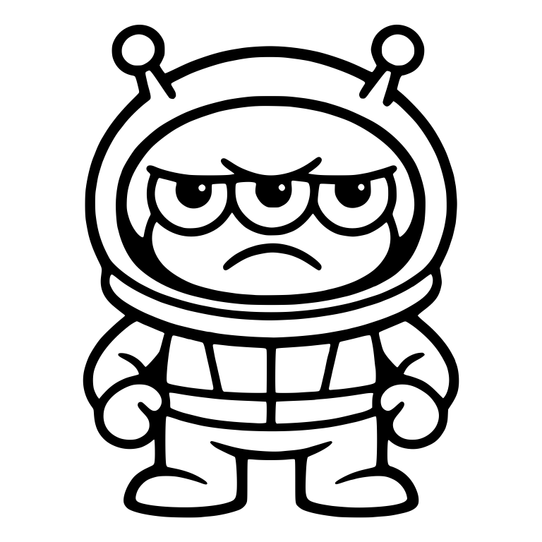 Grumpy Three-Eyed Alien in a Space Helmet — free fantasy-creature SVG cut file