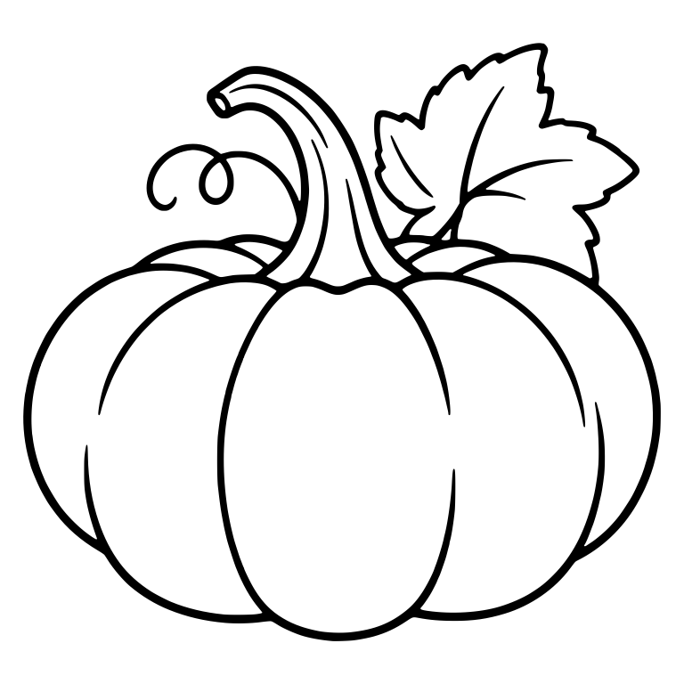 Pumpkin With Large Leaf and Looping Tendril — free floral SVG cut file