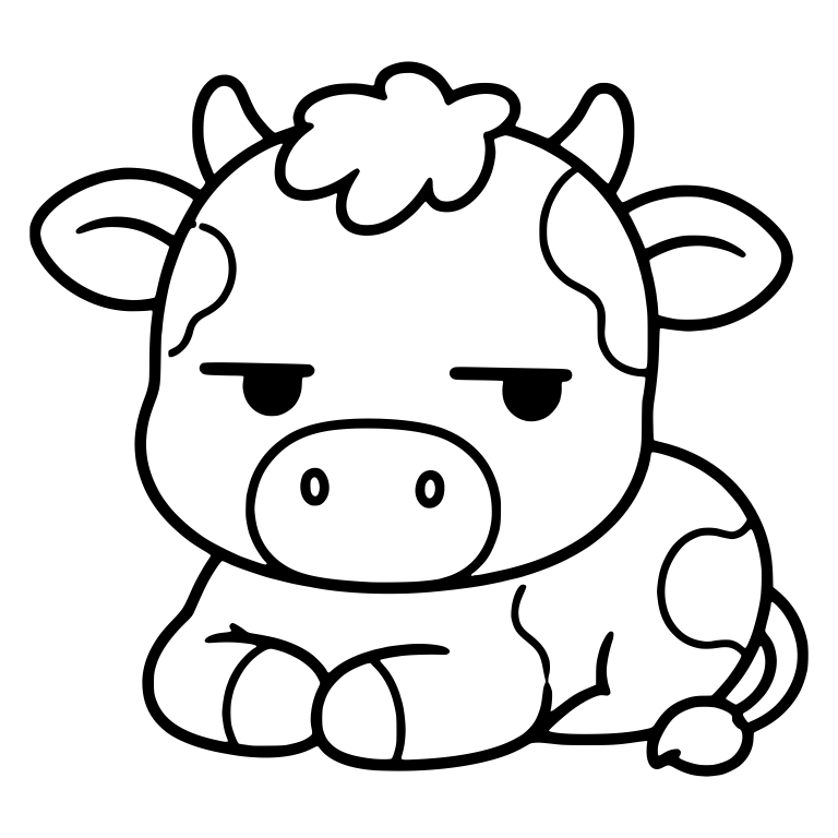 Unimpressed Calf Lying Down Front View — free animal SVG cut file
