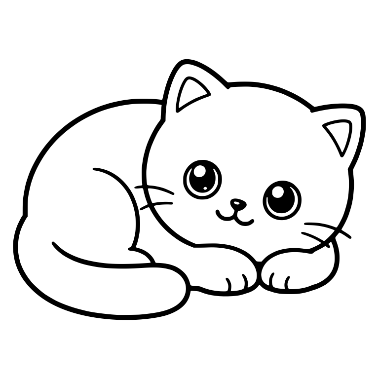 Curled Up Resting Kitten With Paws Forward — free animal SVG cut file