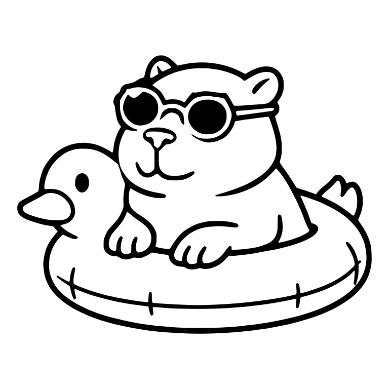 Capybara in Round Sunglasses Floating in Duck Pool Ring — free animal SVG cut file