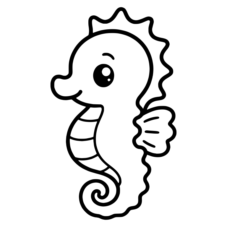 Short-Snouted Seahorse With Jagged Crest and Eyebrow — free animal SVG cut file