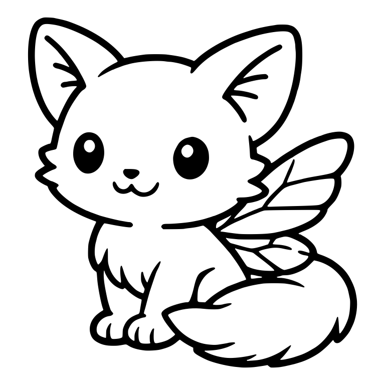 Sitting Fairy Fox With Butterfly Wings and Fluffy Tail — free animal SVG cut file