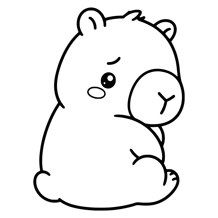 Shy Capybara Sitting Turned Away with Worried Look — free animal SVG cut file