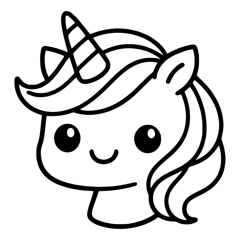 Smiling Unicorn Head With Swooping Mane — free fantasy-creature SVG cut file