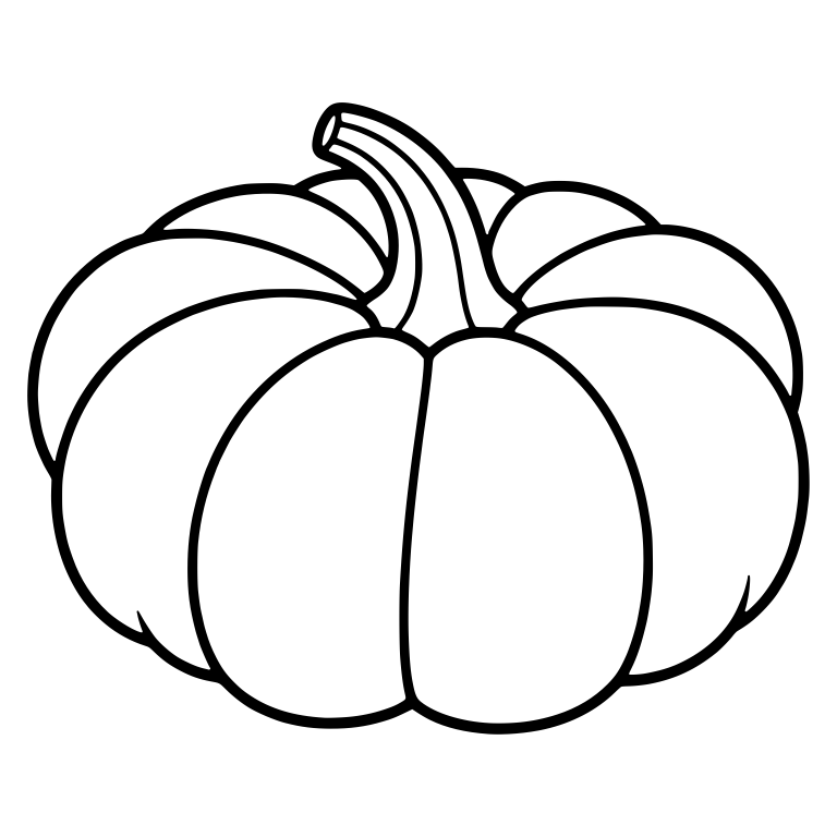 Wide Flat Pumpkin with Hooked Stem and Center Seam — free floral SVG cut file