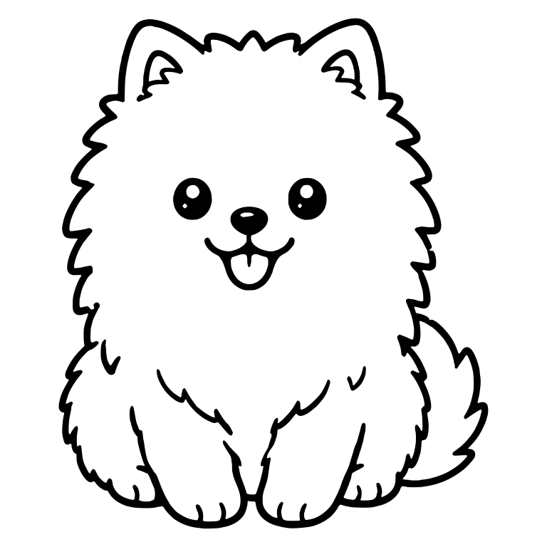 Sitting Pomeranian With Tail Showing At Right — free animal SVG cut file