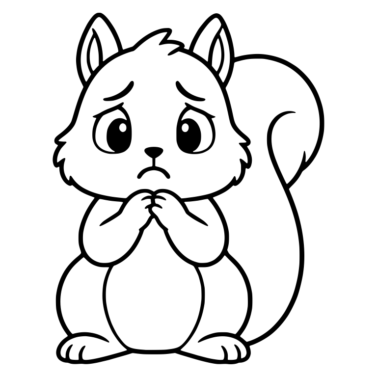 Sad Squirrel Sitting with Clasped Paws and Cheek Fur — free animal SVG cut file