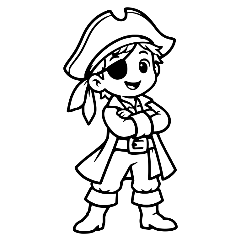 Pirate Boy With Eye Patch and Arms Crossed — free characters SVG cut file