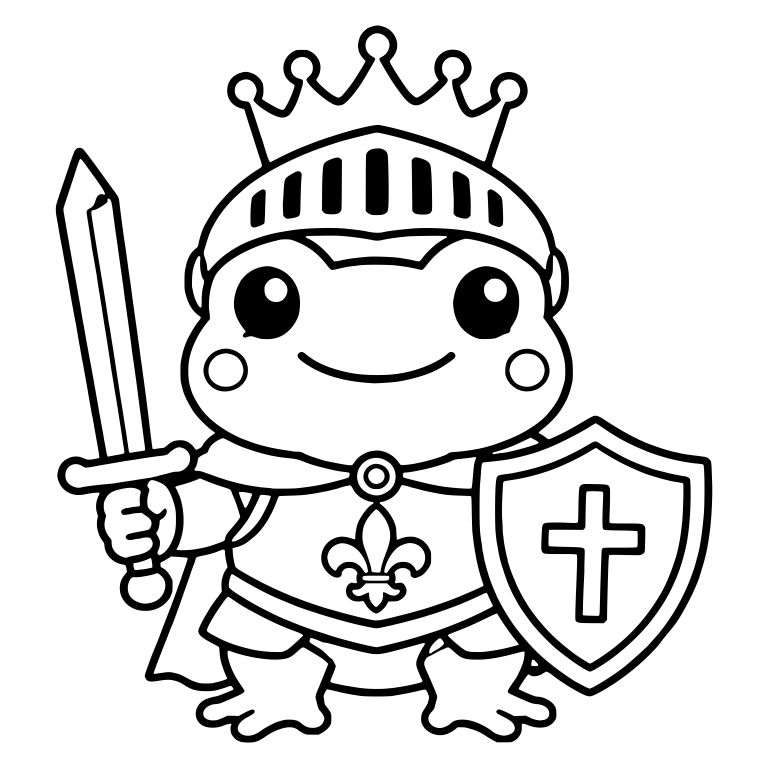 Royal Knight Frog With Crowned Helmet, Sword and Shield — free animal SVG cut file