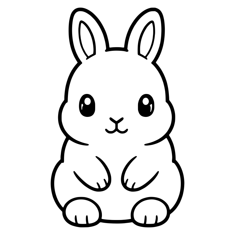 Kawaii Bunny Sitting With Paws Folded On Belly — free animal SVG cut file
