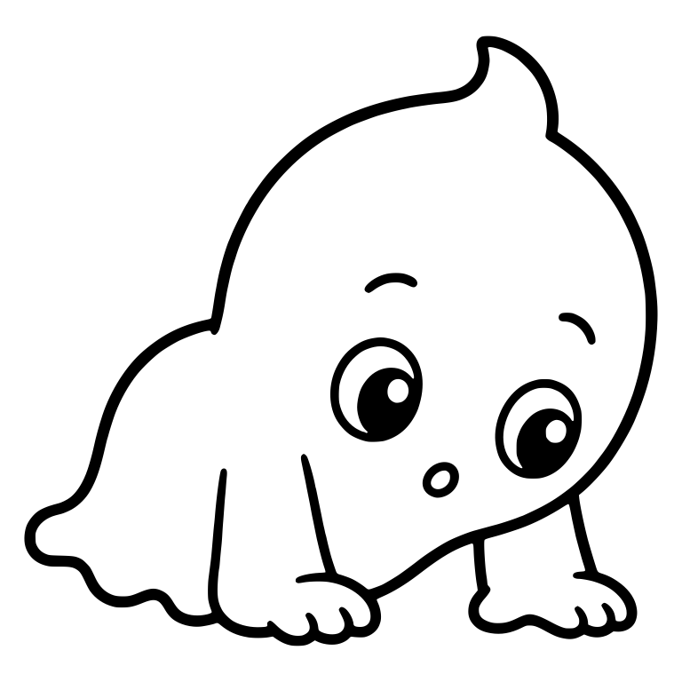 Crawling Baby Ghost With Big Eyes — free fantasy-creature SVG cut file