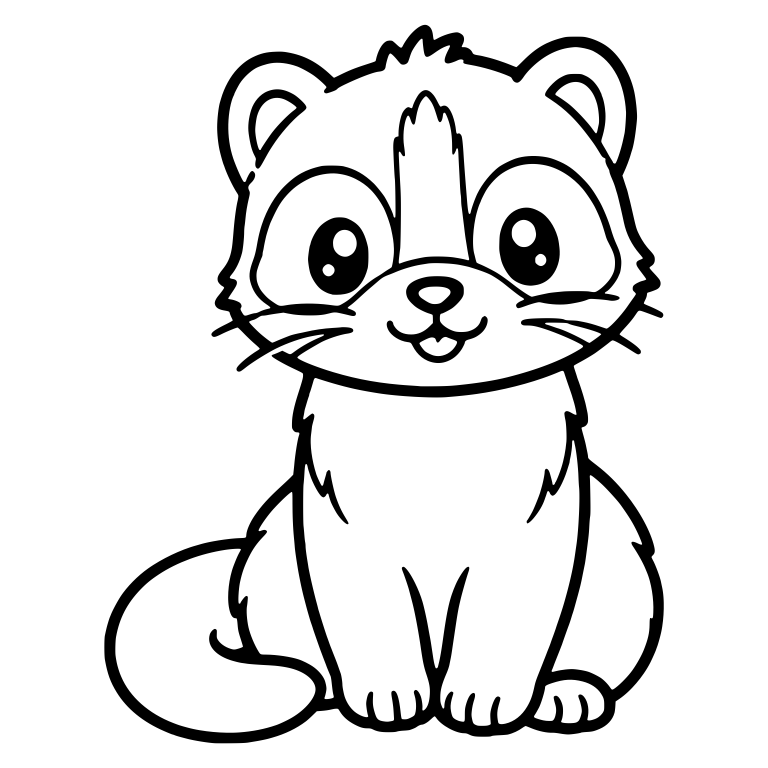 Sitting Ferret with Forehead Blaze and Open Smile — free animal SVG cut file