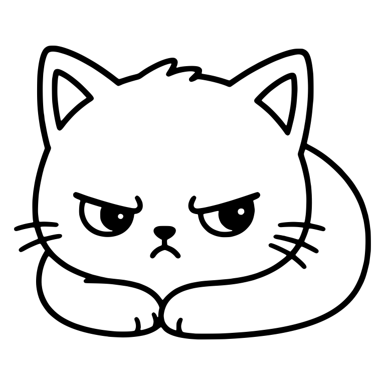 Grumpy Kitten Loafing With Paws Tucked In — free animal SVG cut file