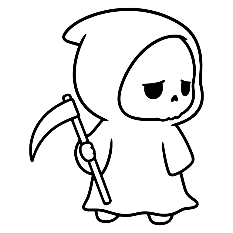 Sulking Grim Reaper Holding Scythe With Side Glance — free characters SVG cut file