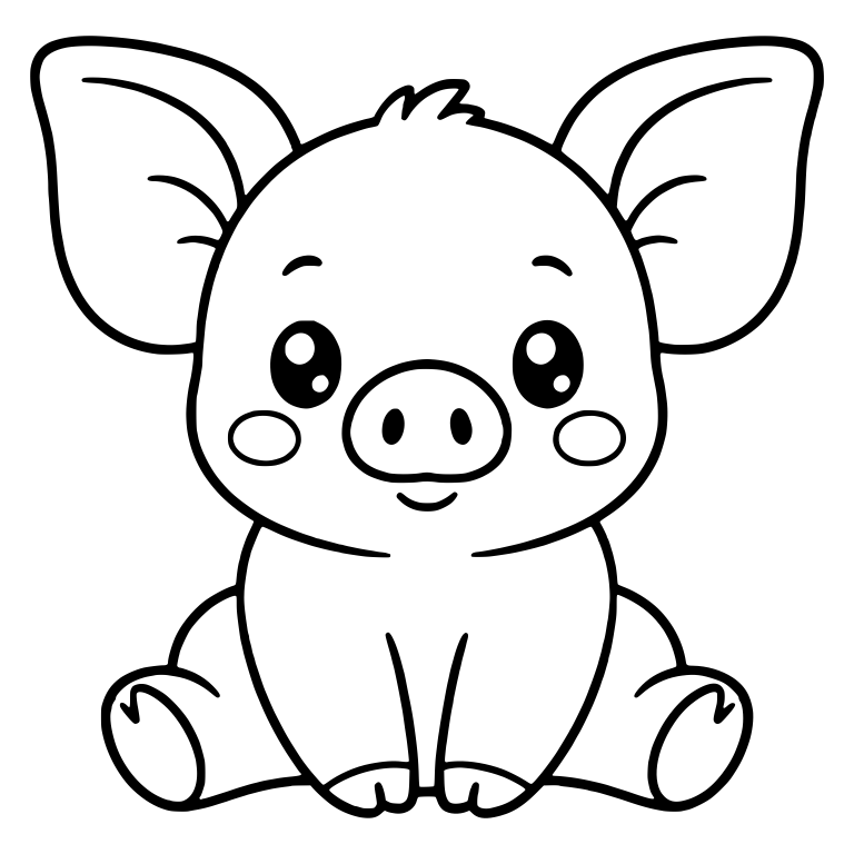 Sitting Piglet With Blush Cheeks And Big Ears — free animal SVG cut file