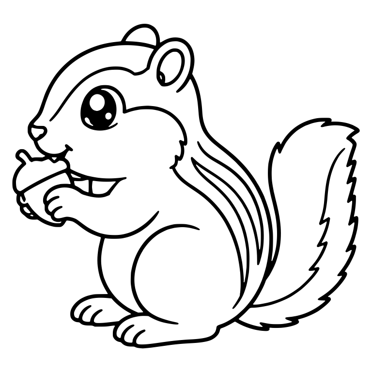 Striped Squirrel Nibbling an Acorn in Side View — free animal SVG cut file