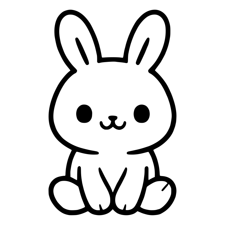 Sitting Bunny With Oval Feet And Plain Ears — free animal SVG cut file