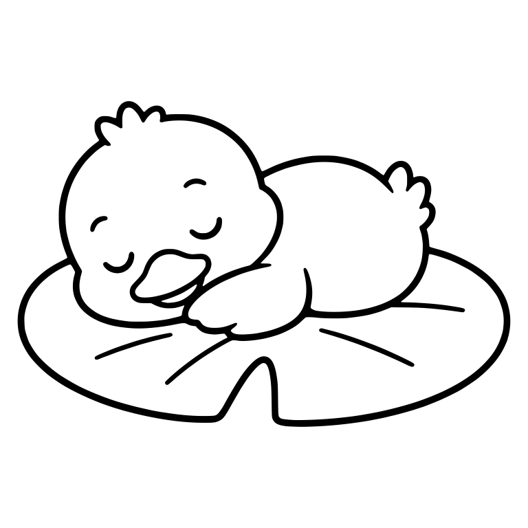 Sleeping Duckling Curled Up on a Lily Pad — free animal SVG cut file