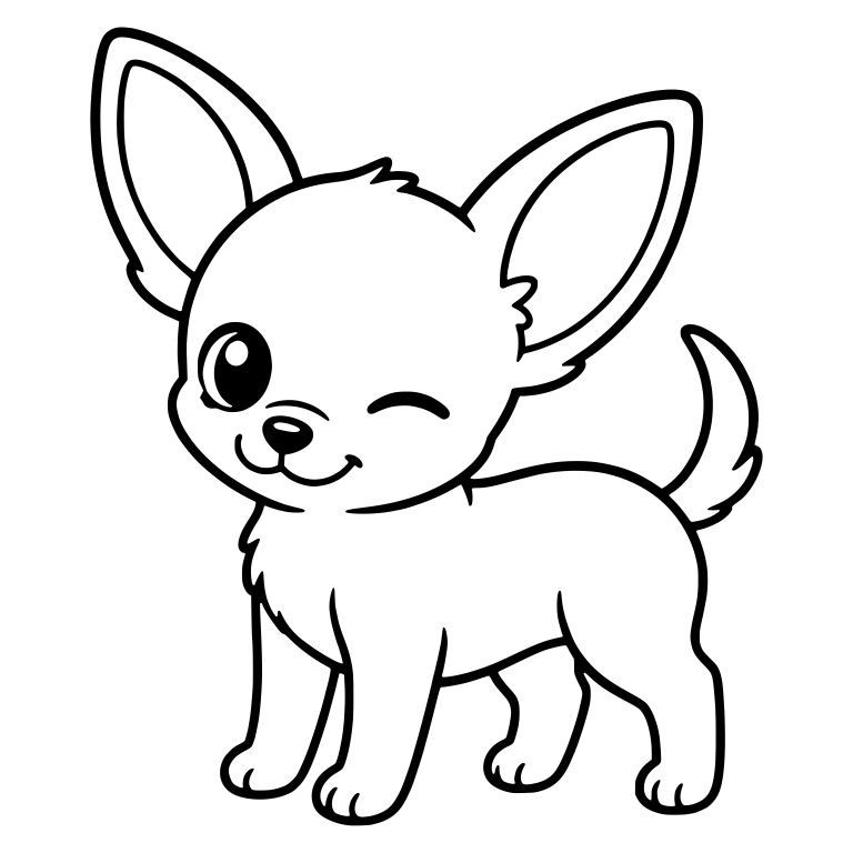 Winking Chihuahua Puppy Standing With Curled Tail — free animal SVG cut file