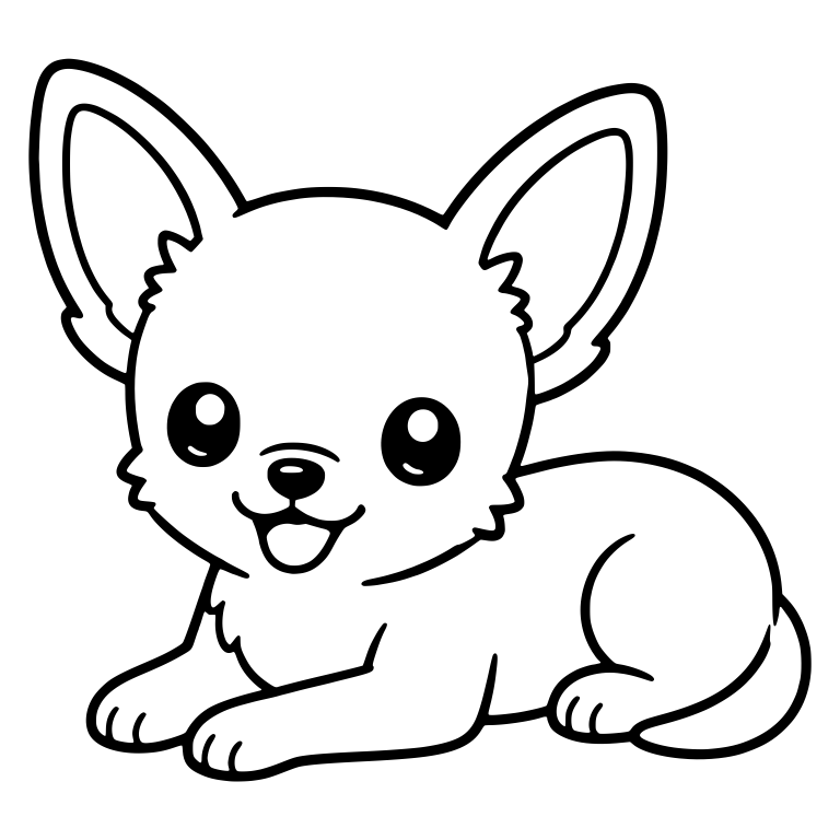 Lying Down Chihuahua Puppy With Happy Open Mouth — free animal SVG cut file