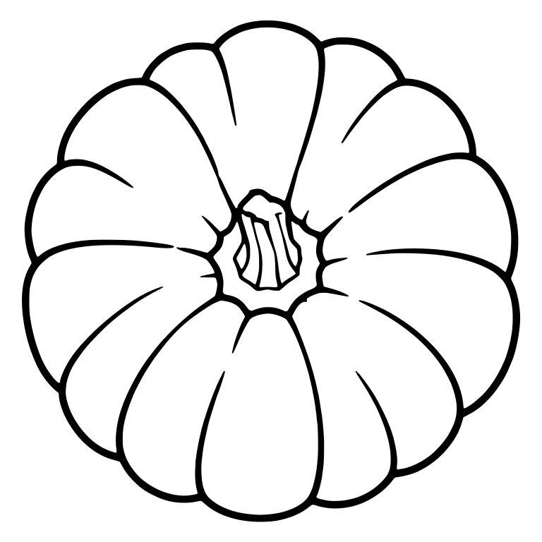 Top-Down Pumpkin With Center Stem and Many Ribs — free floral SVG cut file