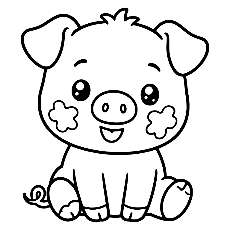Sitting Piglet With Muddy Cheeks and Floppy Ears — free animal SVG cut file