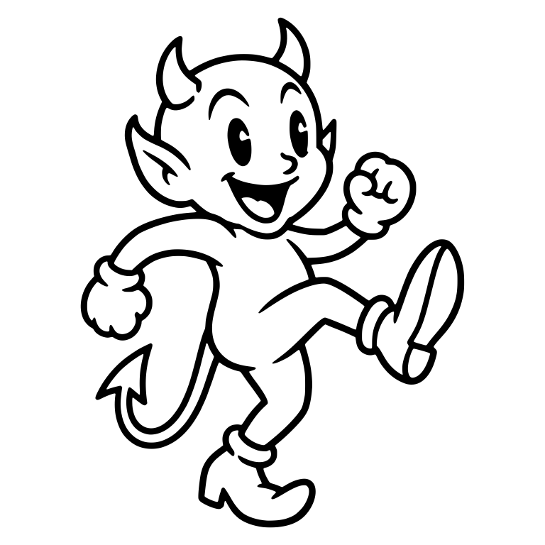 Retro Devil Kicking Up One Foot — free fantasy-creature SVG cut file
