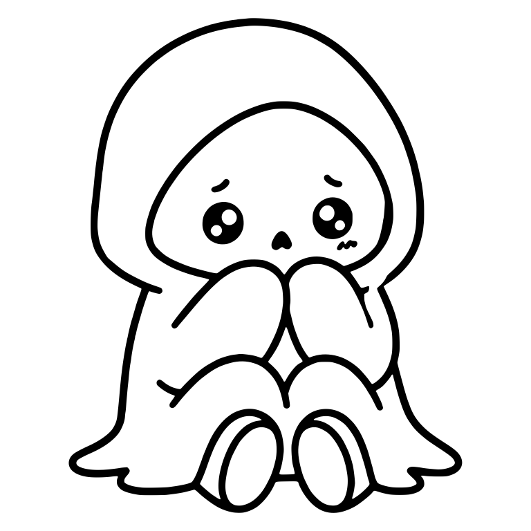 Scared Chibi Reaper Sitting with Hands Over Mouth — free characters SVG cut file