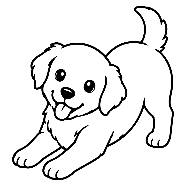 Golden Retriever Puppy Play Bow with Raised Tail — free animal SVG cut file
