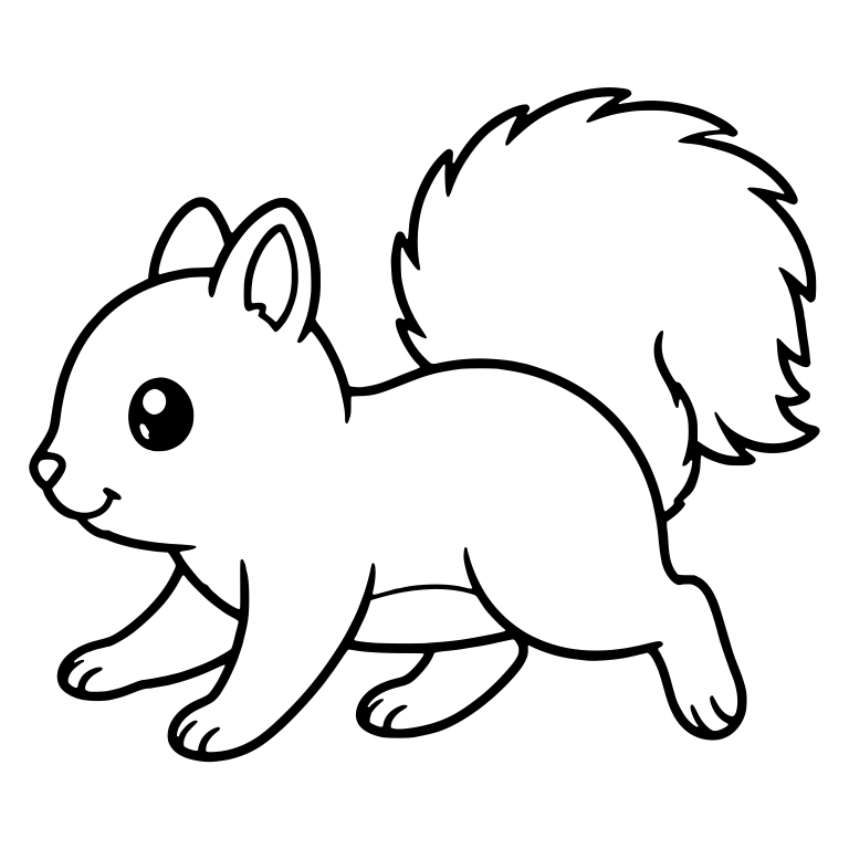 Trotting Squirrel on All Fours With Fluffy Tail Up — free animal SVG cut file
