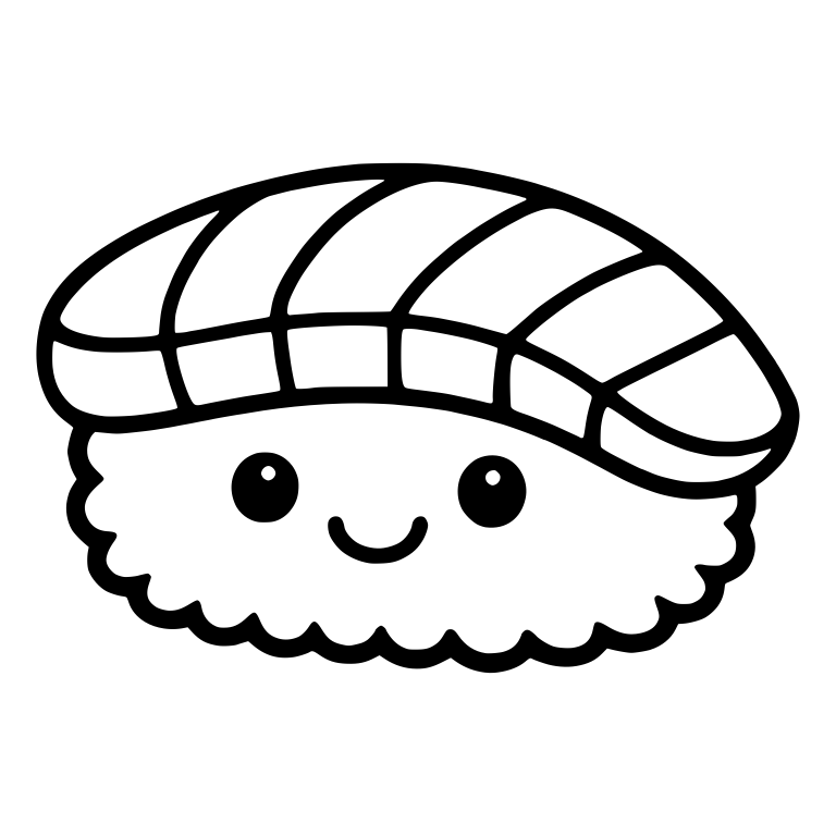 Fish Nigiri With Segmented Bottom Band And Small Smile — free food SVG cut file