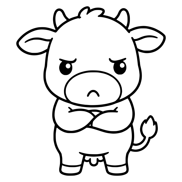 Grumpy Cow Standing with Arms Crossed — free animal SVG cut file