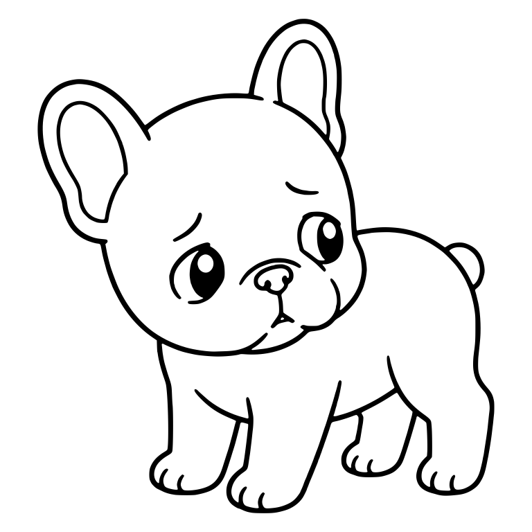 Shy French Bulldog Puppy Standing with Side Glance — free animal SVG cut file
