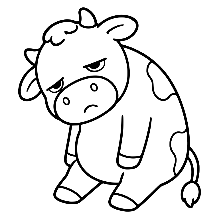 Droopy Sleepy Cow With Heavy-Lidded Eyes — free animal SVG cut file