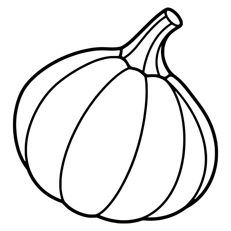 Tilted Round Pumpkin with Tall Bent Stem and Curved Ribs — free floral SVG cut file