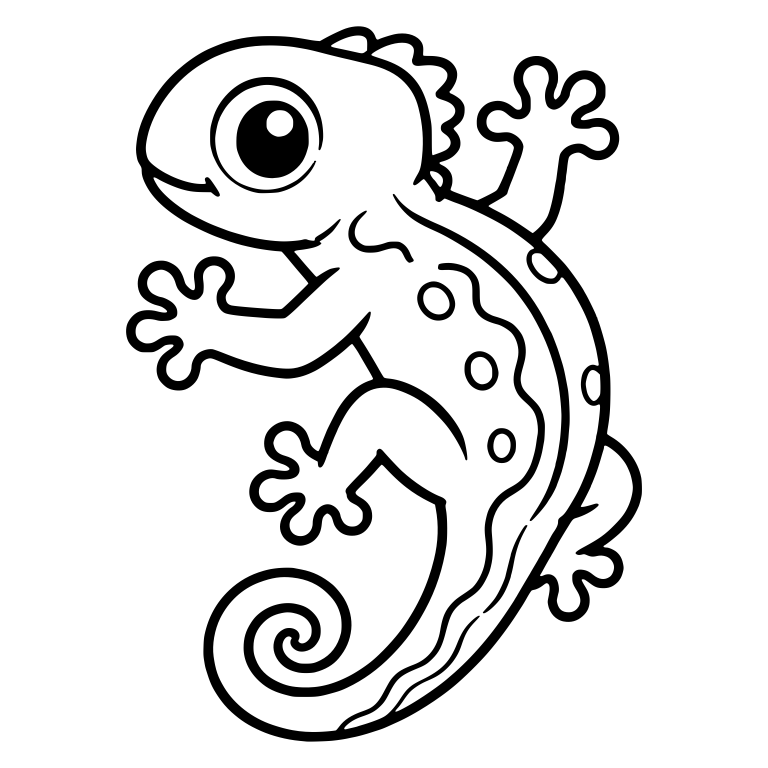 Climbing Chameleon With Spotted Back and Spiral Tail — free animal SVG cut file